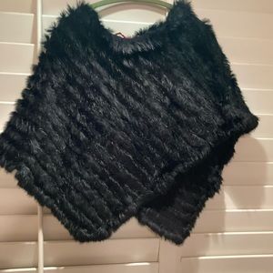 Fun black rabbit poncho/cape never worn (excellent condition)